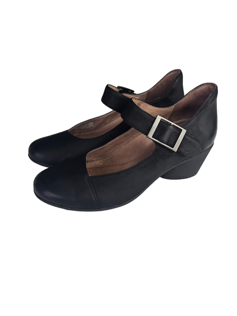 DANSKO ROXANNE Black Waxed Leather Mary Janes Shoes Size EU 39 US 8/8.5 Classic